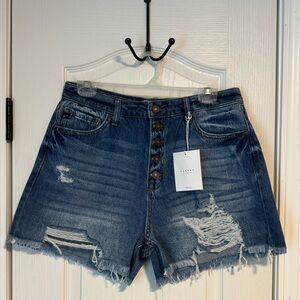 KanCan Blue Distressed Jean Shorts High-Waisted